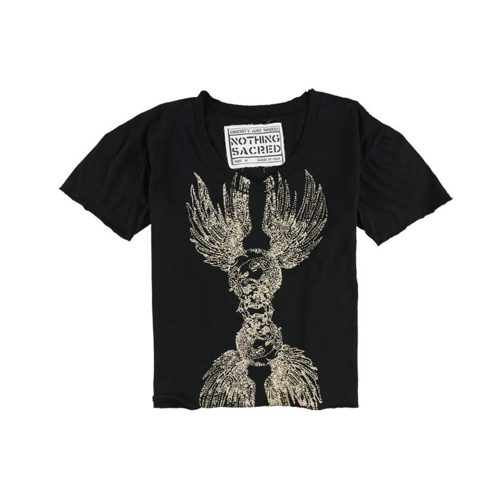 Nothing Sacred Mens Raw Edge Two Tone Graphic T-Shirt, NWT